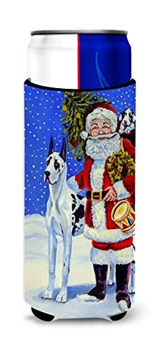 Caroline&#39;s Treasures 7083Muk Harlequin Great Dane With Santa Claus Ultra Beverage Insulators For Slim Cans, Slim Can, Multicolor