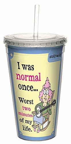 Tree-Free Greetings 16-Ounce Double-Walled Cool Cup with Reusable Straw, Aunty Acid Two Minutes