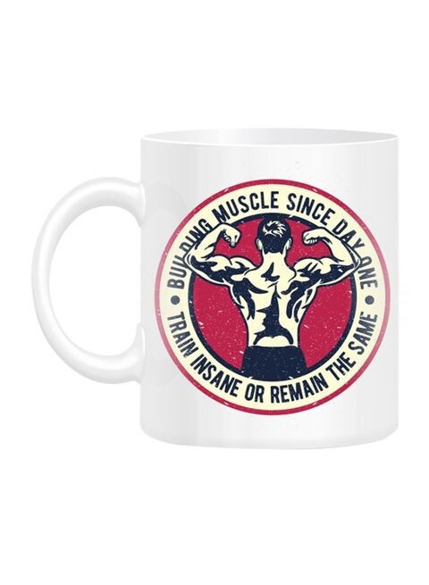 FMstyles Building Muscle Printed Mug White 10 cm