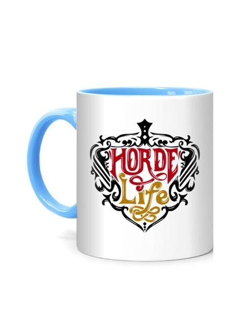 FMstyles Horde Life Printed Mug White/Blue 10 cm