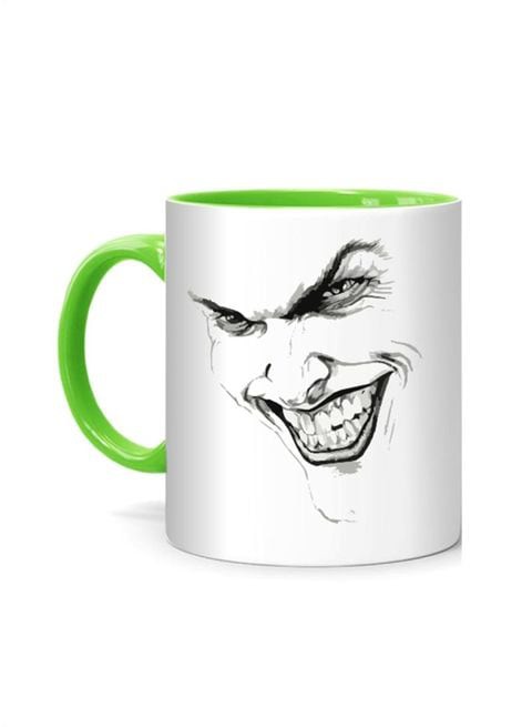 FMstyles Joker Devil Laugh Design Printed Mug White/Green 10 cm