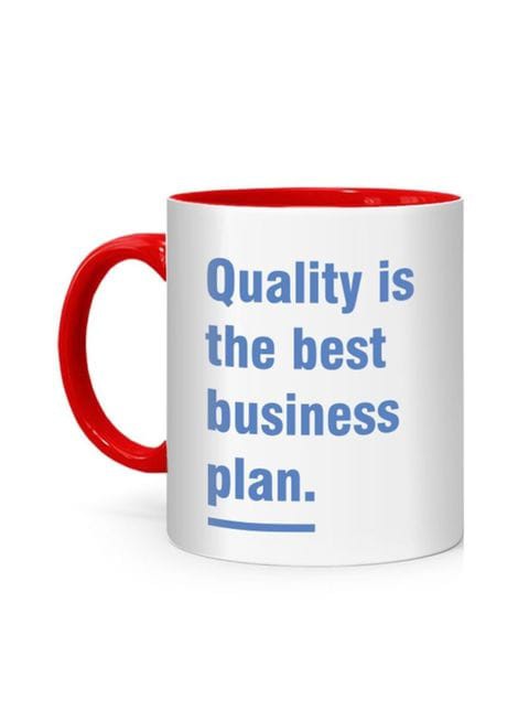 FMstyles Quality is the best Business plan Printed Mug White/Red 10 cm