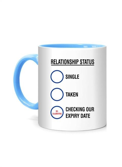 FMstyles Relationship Status Design Printed Mug White/Blue 10 cm