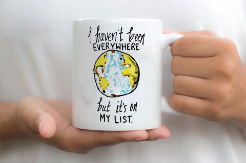 Giftmate Travel Globe Printed Ceramic Tea and Coffee Mug 320ml