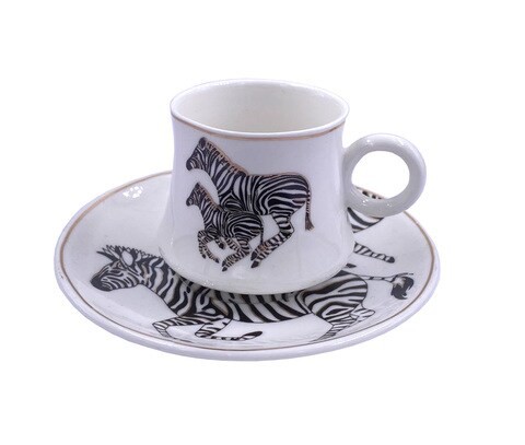 H&amp;L Zakka - Elegant Zebra Design Small Ceramic Cup &amp; Saucer