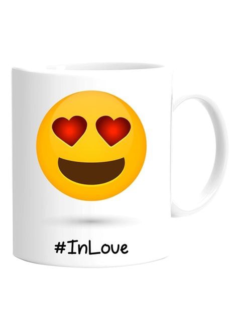 FMstyles In Love Emoji Printed Mug White 10 cm