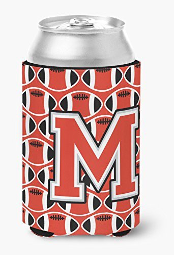 Caroline&#39;s Treasures Cj1067-Mcc Letter M Football Scarlet And Grey Can Or Bottle Hugger, Can Hugger, Multicolor