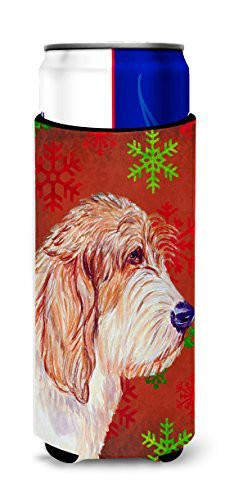 Caroline&#39;s Treasures Lh9352Muk Petit Basset Griffon Vendeen Red Green Snowflake Christmas Ultra Beverage Insulators For Slim Cans, Slim Can, Multicolor