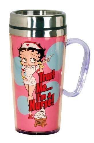 Betty Boop Nurse Insulated Travel Mug, 15 Ounces, Pink