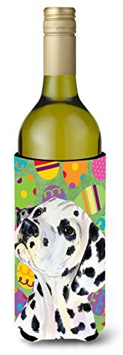 Caroline&#39;s Treasures Ss4837Literk Dalmatian Easter Eggtravaganza Wine Bottle Beverage Insulator Beverage Insulator Hugger, Wine Bottle, Multicolor