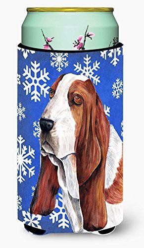 Caroline&#39;s Treasures Sc9372Tbc Basset Hound Winter Snowflakes Holiday Tall Boy Beverage Insulator Beverage Insulator Hugger, Tall Boy, Multicolor