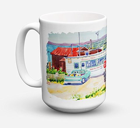 Caroline&#39;s Treasures 6054Cm15 Seafood Shack For Fresh Shrimp Dishwasher Safe Microwavable Ceramic Coffee Mug 15 Ounce, 15 Ounce, Multicolor