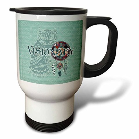 3Drose Native American Zodiac For September 22 To October 22 Raven Travel Mug, 14 Oz, Stainless Steel, White