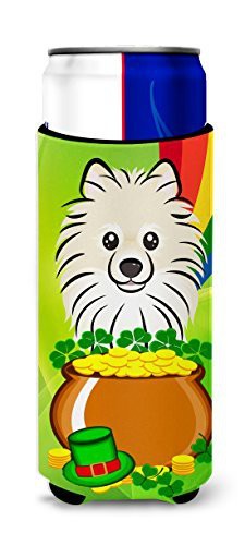 Caroline&#39;s Treasures Bb1951Muk Pomeranian St. Patrick&#39;s Day Michelob Ultra Beverage Insulator For Slim Cans, Slim Can, Multicolor