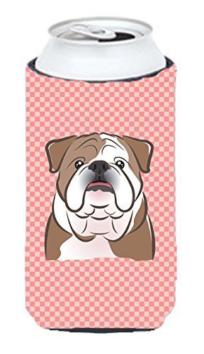 Caroline&#39;s Treasures Bb1219Tbc Checkerboard Pink English Bulldog Tall Boy Beverage Insulator Hugger, Tall Boy, Multicolor