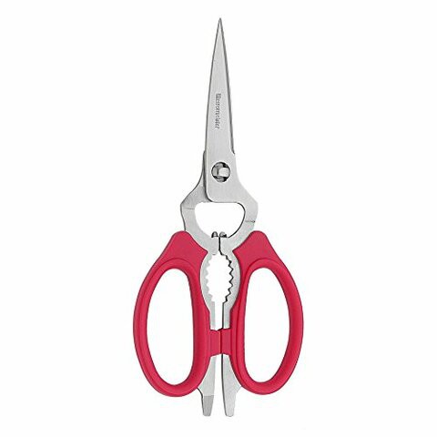 Messermeister Take-Apart Stainless Steel Utility Kitchen Scissors, 8 Inch, Red