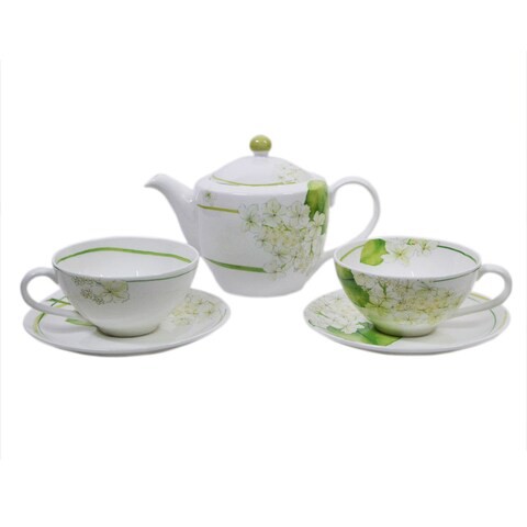 Hankook - Chinaware 7-Piece Geranium Tea Set