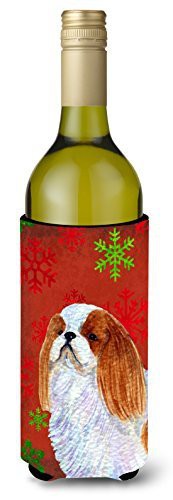 Caroline&#39;s Treasures Ss4714Literk English Toy Spaniel Snowflakes Holiday Christmas Wine Bottle Beverage Insulator, Wine Bottle, Multicolor