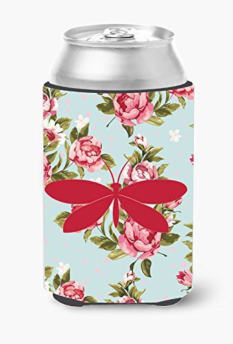 Caroline&#39;s Treasures Bb1055-Rs-Bu-Cc Moth Shabby Chic Blue Roses Can Or Bottle Beverage Insulator Hugger Bb1055, Can Hugger, Multicolor