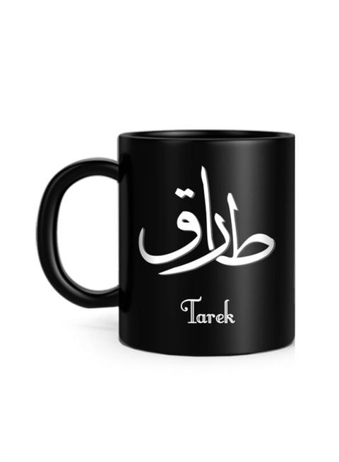 FMstyles Arabic Calligraphy Name Tarek Printed Mug Black 10 cm