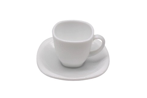 H&amp;L Zakka - Simple Small Ceramic Cup &amp; Saucer Plain White