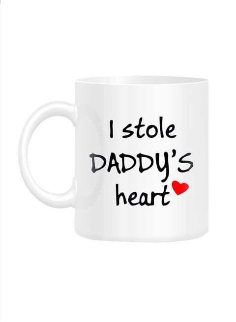 FMstyles I Stole Daddy&#39;s Heart Printed Mug White 10 cm