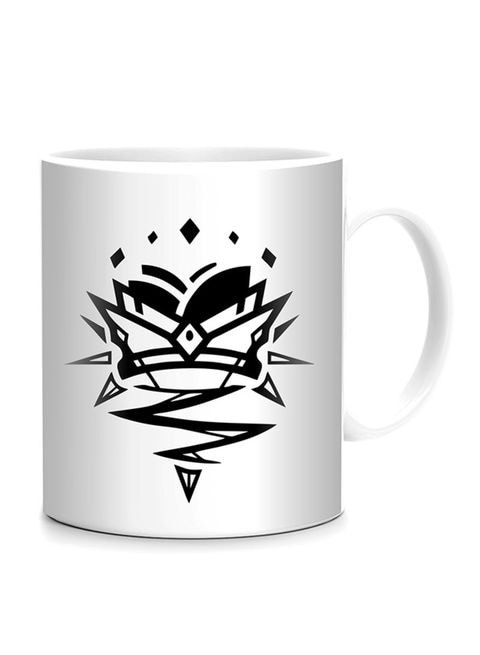 FMstyles Black Rose Printed Mug White/Black 10 cm