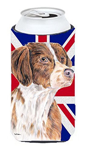 Caroline&#39;s Treasures Brittany Spaniel With English Union Jack British Flag Koozie Hugger, Tall, Multicolor