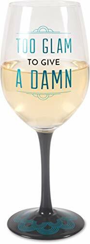 Pavilion Gift Company Pretty Inappropriate Too Glam To Give A Damn Wine Glass Candle Holder, Blue