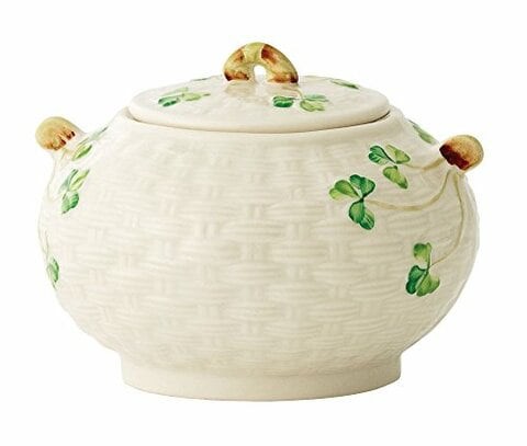 Belleek Group Shamrock Sugar Bowl, 4-Inch, White