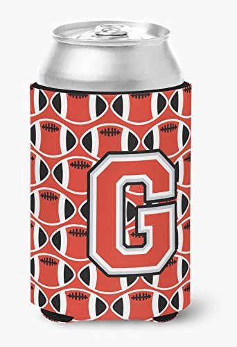 Caroline&#39;s Treasures Cj1067-Gcc Letter G Football Scarlet And Grey Can Or Bottle Hugger, Can Hugger, Multicolor