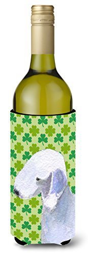 Caroline&#39;s Treasures Ss4414Literk Bedlington Terrier St. Patrick&#39;s Day Shamrock Wine Bottle Beverage Insulator Beverage Insulator Hugger, Wine Bottle, Multicolor