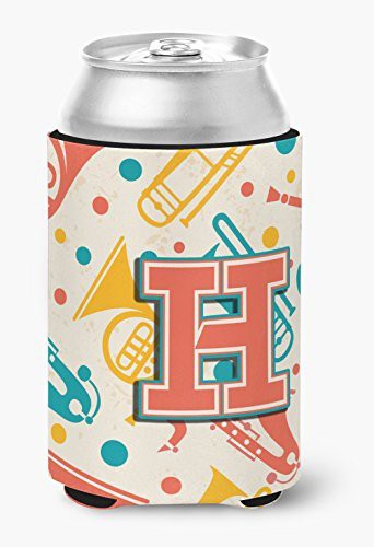 Caroline&#39;s Treasures Letter H Retro Teal Orange Musical Instruments Initial Can Or Bottle Hugger Cj2001-Hcc