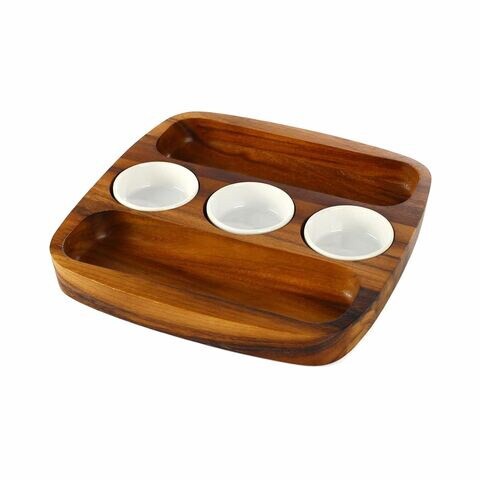 Billi Wooden 2 Side Chip And Salsa Serving Tray