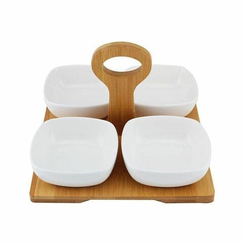 Porcelain Bowl With Bamboo 5 Count