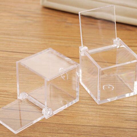 FUFU 12 Pcs Christmas Gift Transparent Plastic Candy Box Candy Packaging Case Party Favors for Xmas Silent Night New Year 4.5x4.5cm