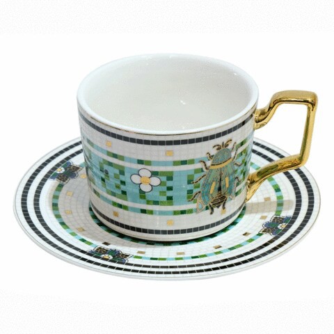 Bee Design Ceramic Coffee Cup With Saucer - 350ml