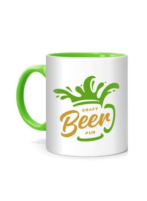 FMstyles Craft Beer Pub Printed Mug White/Green 10 cm