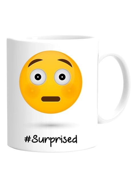 FMstyles Surprised Emoji Printed Mug White 10 cm