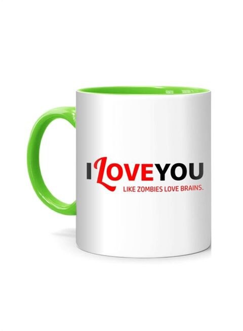 FMstyles I Love you like zombies Printed Mug White/Green 10 cm