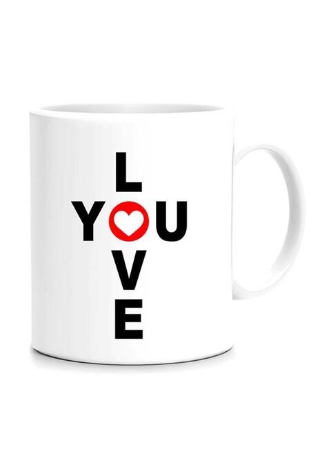 FMstyles Love You Printed Design Mug White/Black 10 cm