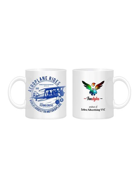 FMstyles Aeroplane Rides Printed Mug White/Blue