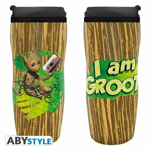 Guardian of the Galaxy&#39;s Toddler Groot &quot;I am Groot&quot; Design Marvel Licensed Brown 0.35 L Insulating Plastic Travel Mug/Tumbler