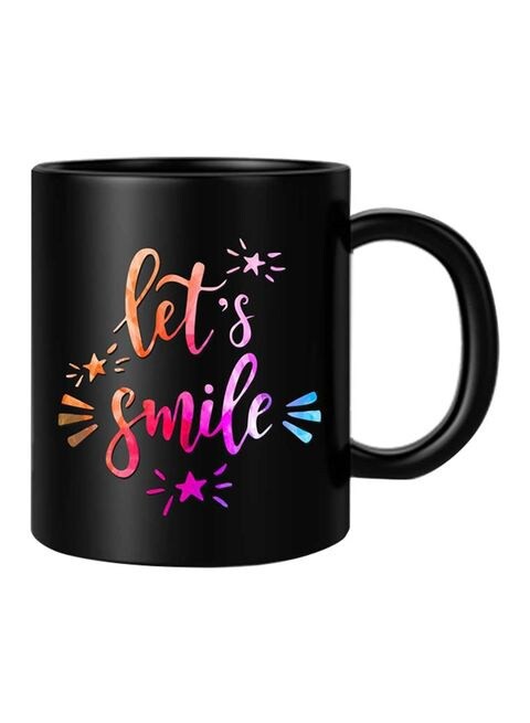 FMstyles Let&#39;s Smile Mug Black/Pink/Orange 10 cm