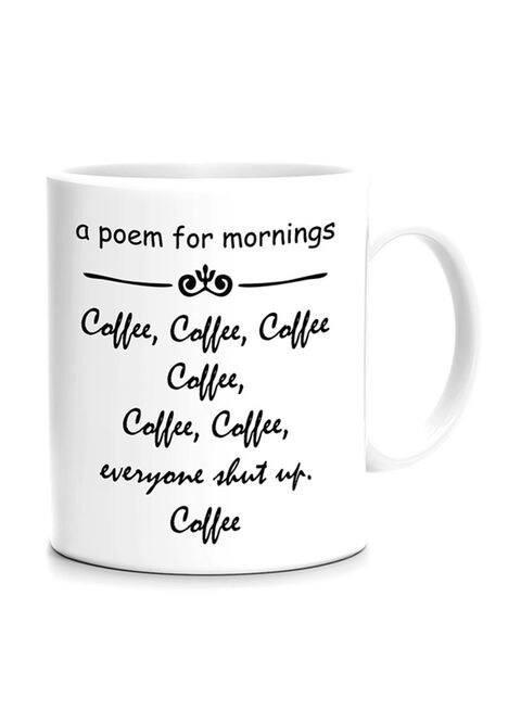 FMstyles A Poem For Morning Printed Mug White/Black 10 cm