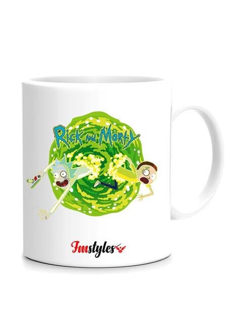 FMstyles Rick And Morty Double Side Printed Mug White/Green 10 cm