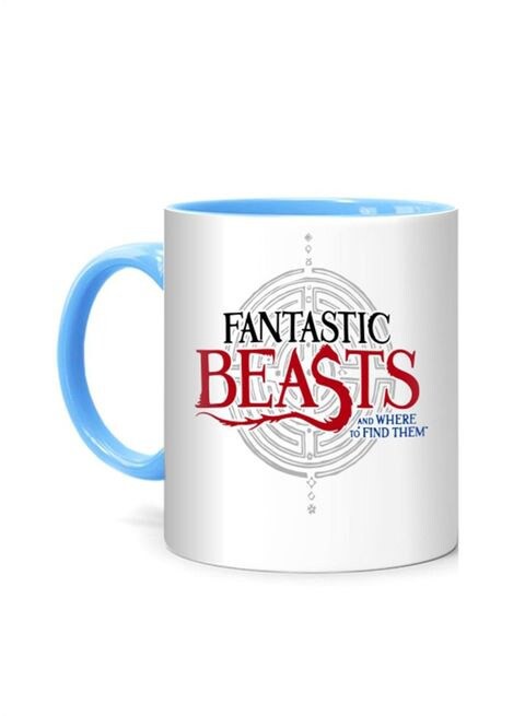 FMstyles Fantastic Beasts Design Printed Mug White/Blue 10 cm