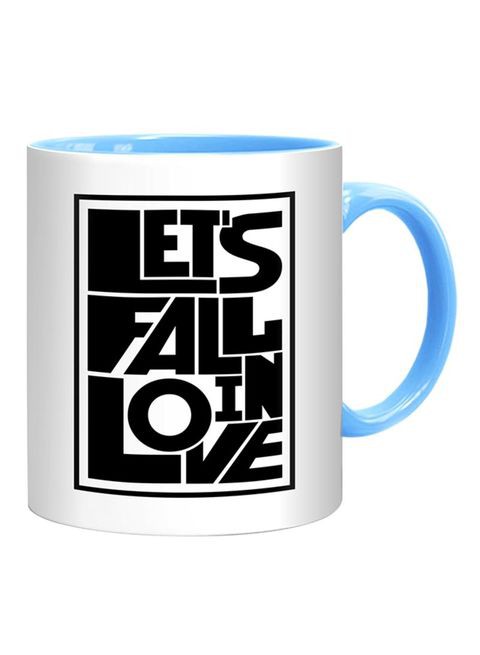 FMstyles Let&#39;s Fall In Love Quote Mug White/Black/Blue 10 cm