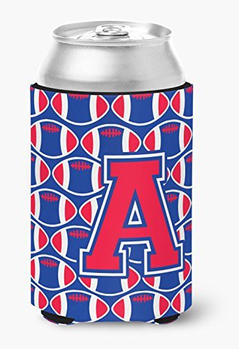 Caroline&#39;s Treasures Cj1076-Acc Letter A Football Harvard Crimson And Yale Blue Can Or Bottle Hugger, Can Hugger, Multicolor