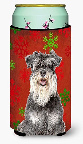 Caroline&#39;s Treasures Kj1185Tbc Red Snowflakes Holiday Christmas Schnauzer Tall Boy Beverage Insulator Hugger, Tall Boy, Multicolor